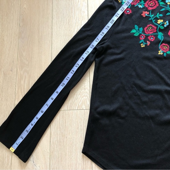 Loft Floral Embroidery Mock Neck Long Sleeve Top in Black - Picture 9 of 10